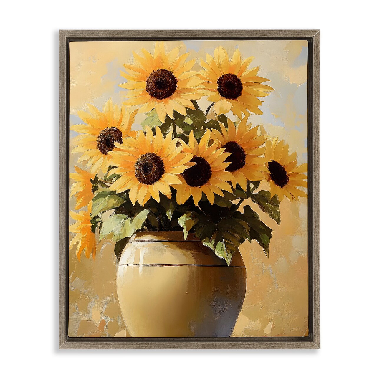 Stupell Industries Sunflower Pot Still Life Floating Frame Design by Franklyn Gregory